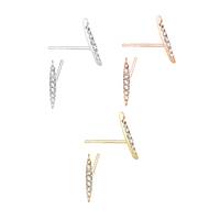 14K Diamond Single Row Pointed Bar Earring