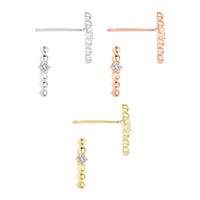 14K Diamond Round Bar Stud Earring