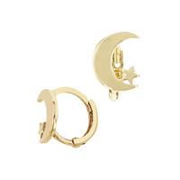 14K 7.5mm Moon Star Huggie Earring