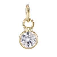 14K W.Sapphire Round Bezel Set Charm September Birthstone