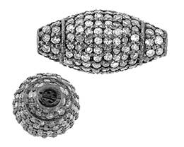 Excellent Quality 1 Pc Pave Diamond 925 Sterling Silver Rondelles Beads -  Diamond Bead 12mm PDC621