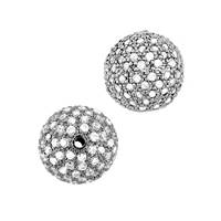 Rhodium Plated Silver  Cubic Zirconia Round Beads