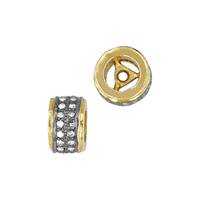 Rhodium Sterling Silver Rondel 2 Row Diamond Bead