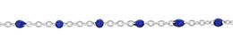 Sterling Silver Rhodium Flat Oval Cable Satellite Chain With Blue Enamel Bead