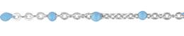 Sterling Silver Rhodium Flat Oval Cable Satellite Chain With Turquoise Enamel Be