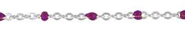 Sterling Silver Rhodium Flat Oval Cable Satellite Chain With Amethyst Enamel Bea