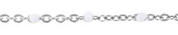 Sterling Silver Rhodium Flat Oval Cable Satellite Chain With White Enamel Bead