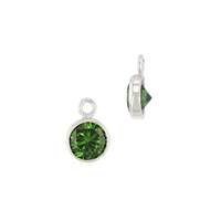 Sterling Silver Emerald Cubic Zirconia Bezel Set Charm