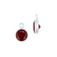 Sterling Silver Red Cubic Zirconia Bezel Set Charm