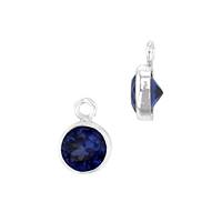 Sterling Silver Sapphire Cubic Zirconia Bezel Set Charm