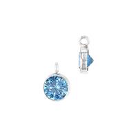 Sterling Silver Aqua Cubic Zirconia Bezel Set Charm