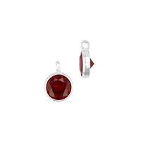 Sterling Silver Light Red Cubic Zirconia Bezel Set Charm