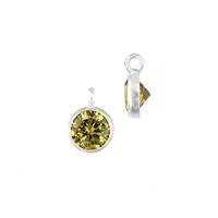 Sterling Silver Light Peridot Cubic Zirconia Bezel Set Charm