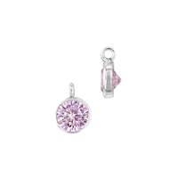 Sterling Silver Pink Cubic Zirconia Bezel Set Charm