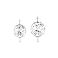 Sterling Silver White Cubic Zirconia Bezel Set Connector