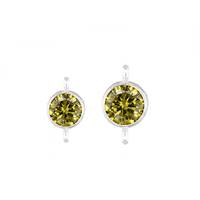 Sterling Silver Peridot Cubic Zirconia Bezel  Set Connector With Perpendicular R