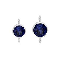 Sterling Silver Sapphire Cubic Zirconia Bezel Set Connector With Perpendicular R