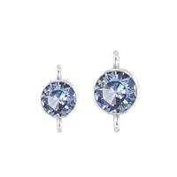 Sterling Silver Light Sapphire Cubic Zirconia Bezel Set Connector With Perpendic