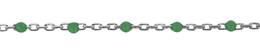 Sterling Silver Rhodium Flat Oval Cable Satellite Chain With Emerald Enamel Bead