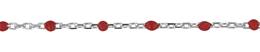 Sterling Silver Flat Oval Satellite Chain With Red Enamel Bead