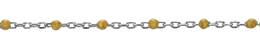 Sterling Silver Rhodium Flat Oval Cable Satellite Chain Wth Gold Enamel Bead