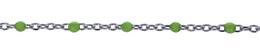 Sterling Silver Rhodium Flat Oval Cable Satellite Chain With Peridot Bead