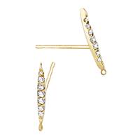 14K Diamond Single Row Pointed Bar Stud Earring With Ring