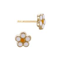 14K Enamel Daisy Flower Stud Earring