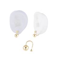 14K Double Ball Hoop Screwback Earring