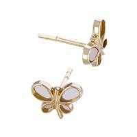 14K Mother Of Pearl Butterfly Stud Earring