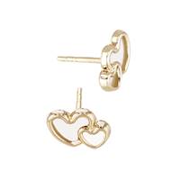 14K Mother Of Pearl Double Heart Stud Earring