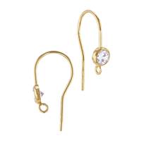 Gold Filled Fish Hook Earwire With 4.5mm Cubic Zirconia With Open Jumpring