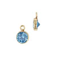 Gold Filled Aqua Cubic Zirconia Bezel Set Charm