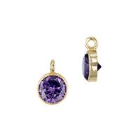 Gold Filled Amethyst Cubic Zirconia Bezel Set Charm