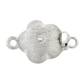 14kw 8mm diamond accent matt flower clasp