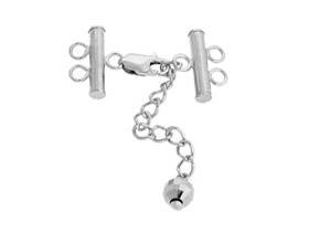 sterling silver 3x15mm adjustable bar clasp with chained mirror bead end