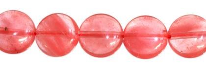 12mm coin cherry quartz bead