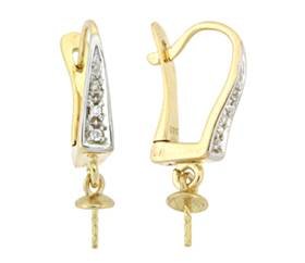 14ky 3.85mm cup leverback earring with diamond accent