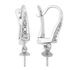 14kw 3.85mm cup leverback earring with diamond accent