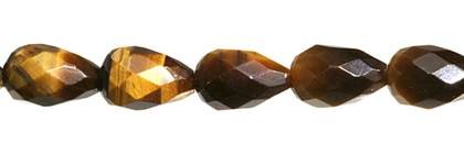 12x20mm drop faceted drill through tiger eye bead