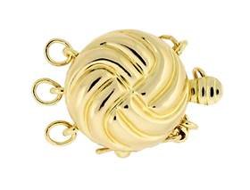 14ky 11x19mm 3 strands multi-strand fancy round fancy clasp with safety