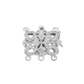 14kw 3 strands diamond accent fancy filigree clasp