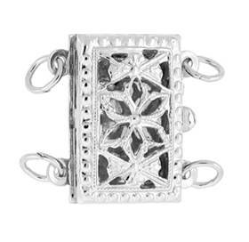 14kw 11x12mm 2 strands multi-strand two sided filigree rectangle clasp