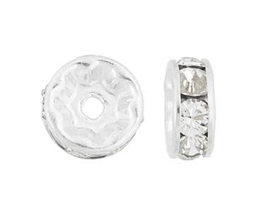 5mm silver plated crystal round rondelle