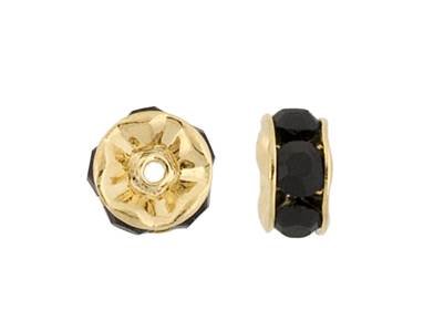 6mm gold plated jet round rondelle