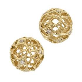 vermeil 10mm cubic zirconia filigree round bead