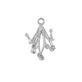 rhodium sterling silver 6mm rhodium plated cubic zirconia filigree bail