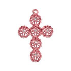 rose gold vermeil 13x9mm cubic zirconia filigree cross charm