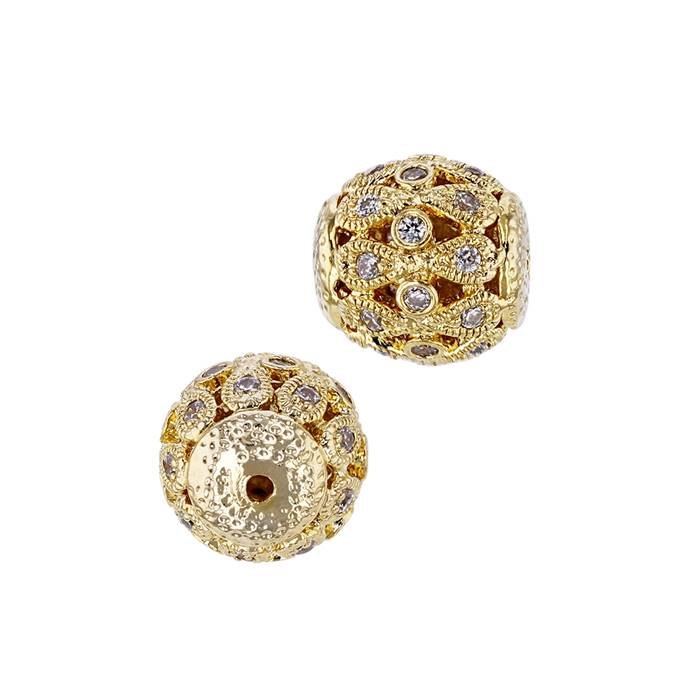 10mm cubic zirconia filigree round bead