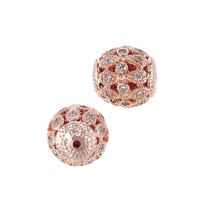 10mm cubic zirconia filigree round bead